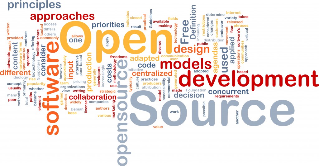 Background concept wordcloud illustration of open source license