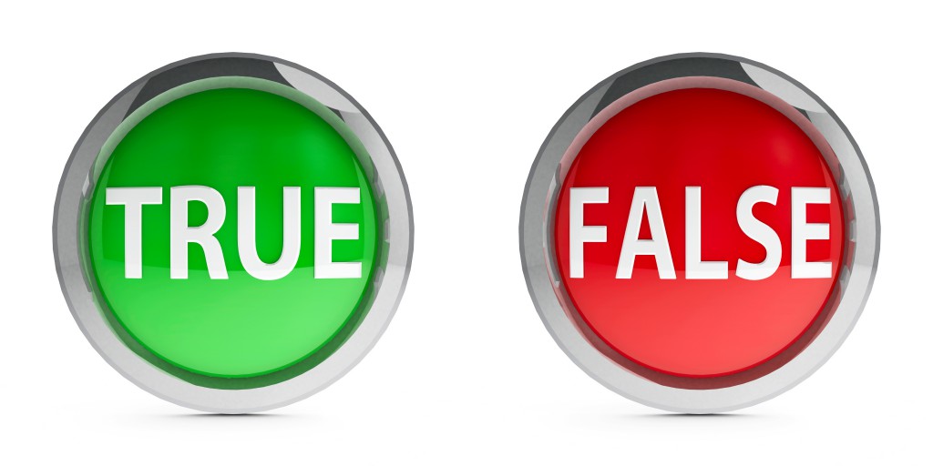 Web buttons true & false isolated on white background, three-dimensional rendering
